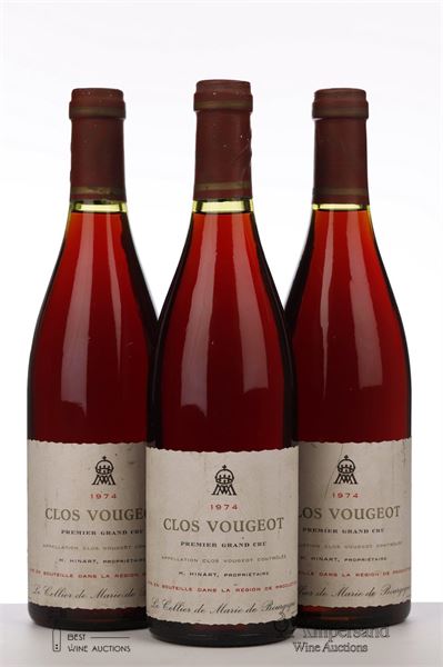 CLOS VOUGEOT 1974 - H. Hinart - Le Cellier de Marie de Bourgogne - 3 Bottles