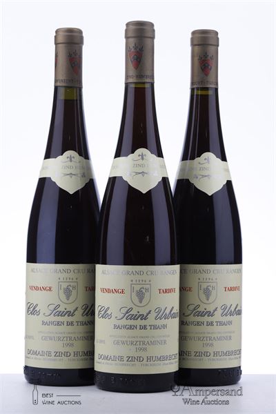GEWURZTRAMINER CLOS ST URBAIN RANGEN DE THANN VENDANGE TARDIVE 1998 - Zind Humbrecht - 3 Bottles
