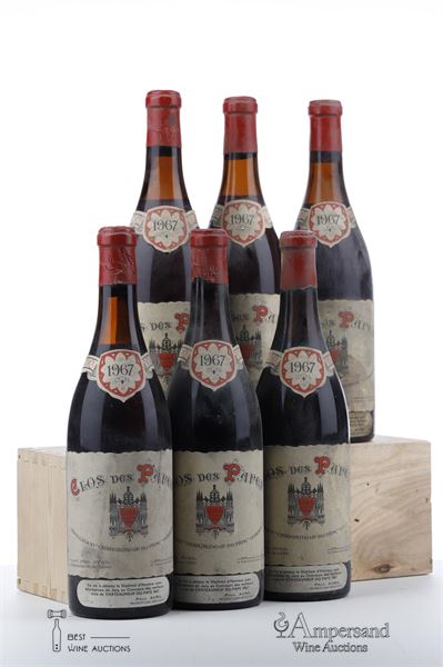 CHATEAUNEUF DU PAPE CLOS DES PAPES 1967 - Paul Avril - Mb - 6 Bottles
