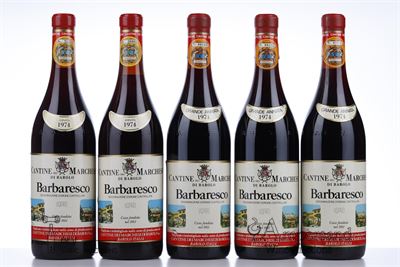 BARBARESCO 1974 - Marchesi di Barolo - 5 Bottles