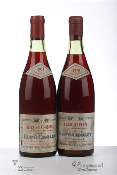 LOT RED BURGUNDY NV - Lupe Cholet - 1970 Vosne Romanee + 1971 Nuits St Georges - 2 Bottles