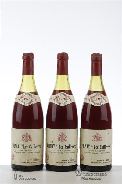 VOLNAY LES CAILLERETS TETE DE CUVEE 1978 - Felix Clerget - 3 Bottles