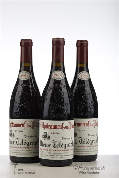 CHATEAUNEUF DU PAPE VIEUX TELEGRAPHE LA CRAU 2007 - Brunier - 3 Bottles