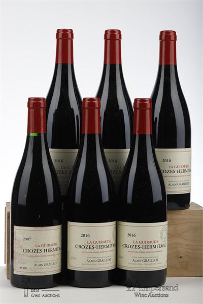 CROZES HERMITAGE LA GUIRAUDE 1*2007 + 5*2016  - Alain Graillot - 6 Bottles