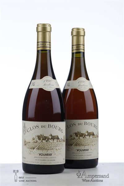 VOUVRAY CLOS DU BOURG 1 ER TRIE MOELLEUX 1990 - Huet - 2 Bottles