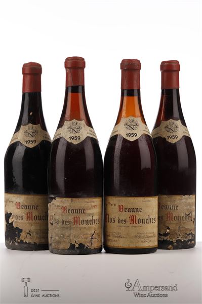 BEAUNE CLOS DES MOUCHES 1959 - Joseph Drouhin mise Grafé Lecocq - 4 Bottles