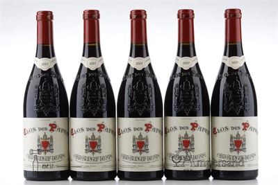 CHATEAUNEUF DU PAPE CLOS DES PAPES 2007 - Paul Avril - 5 Bottles