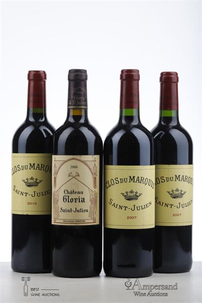 CLOS DU MARQUIS 2*2007 + 1*2010 + GLORIA 1*2006   - Mc - 4 Bottles