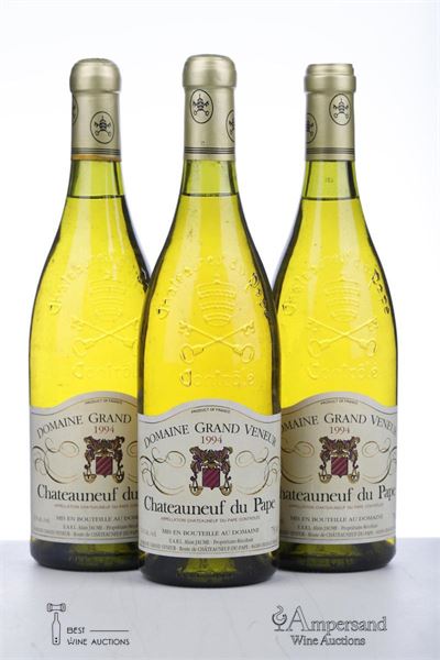 CHATEAUNEUF DU PAPE BLANC GRAND VENEUR 1994 - - raised capsules -  Alain Jaume - 3 Bottles