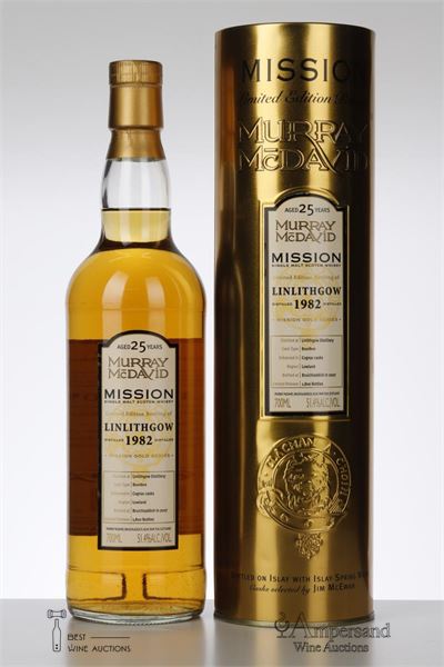 1982 LINLITHGOW MISSION - Murray McDavid Bruichladdich - Bottled in 2007 - Bourbon Cask enhanced in Cognac casks - 1 Bottle - Canister