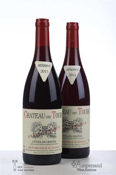 COTES DU RHONE CHATEAU DES TOURS GRANDE RESERVE 1*2014 + 1*2015  - Reynaud - 2 Bottles