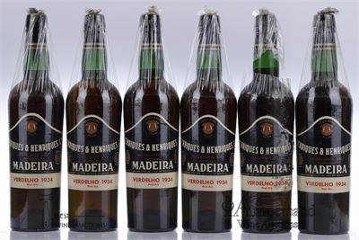 MADEIRA HENRIQUES VERDELHO MEDIUM DRY 1934 - Henriques & Henriques - 6 Bottles