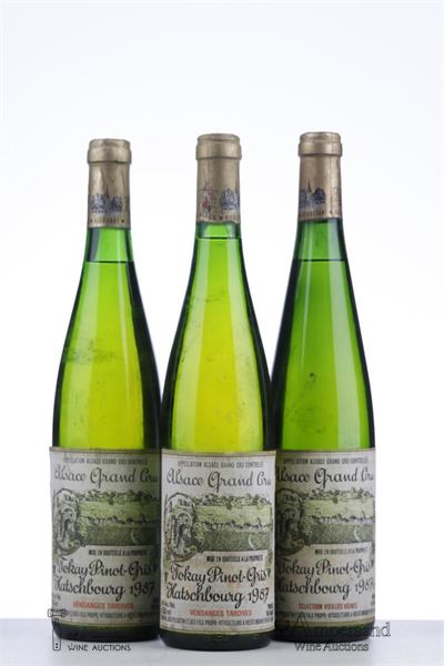 TOKAY PINOT GRIS HATSCHBOURG VENDANGES TARDIVES 1987 - Joseph Cattin - 3 Bottles