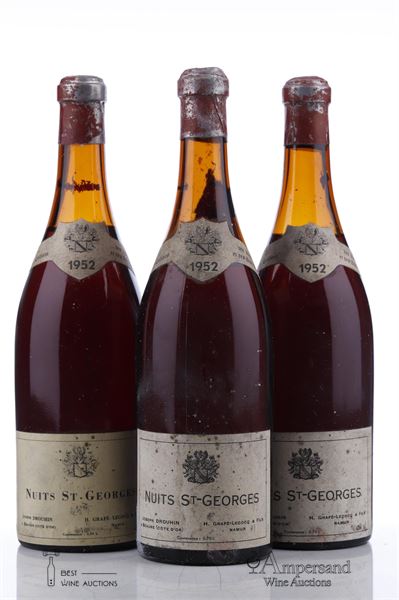 NUITS ST GEORGES 1952 - Joseph Drouhin mise Grafe Lecocq - 3 Bottles