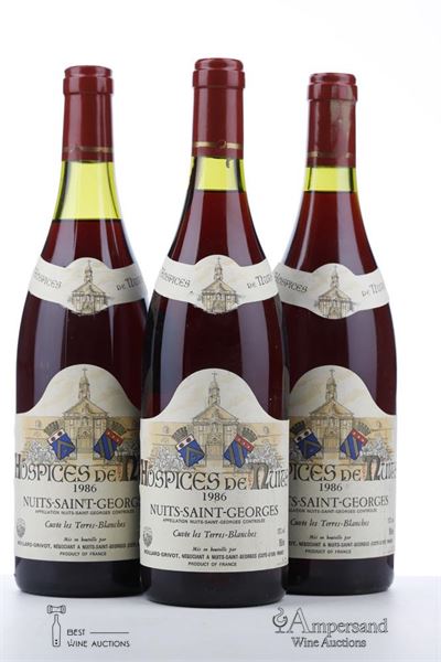 HOSPICES DE NUITS NUITS ST GEORGES CUVEE LES TERRES BLANCHES 1986 - Moillard Grivot - 3 Bottles