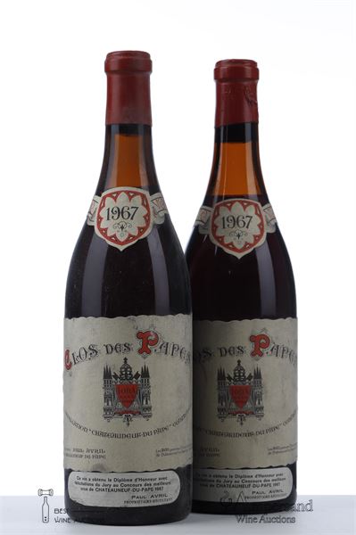 CHATEAUNEUF DU PAPE CLOS DES PAPES 1967 - Paul Avril - Mb - 2 Bottles