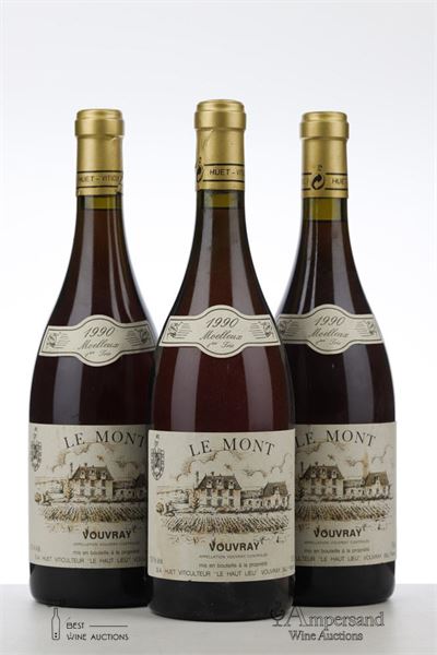 VOUVRAY LE MONT MOELLEUX 1ERE TRIE 1990 - Huet - 3 Bottles