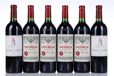 CAISSE DUCLOT CARRE D'AS  ( 4 HAUT BRION + 4 LATOUR + 4 MARGAUX + 4 PETRUS ) 2000 - 16 Bottles - Owc 16