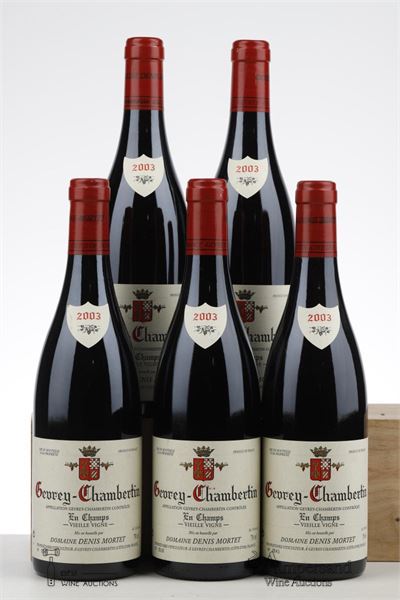 GEVREY CHAMBERTIN EN CHAMPS VIEILLE VIGNE 2003 - Denis Mortet - 5 Bottles