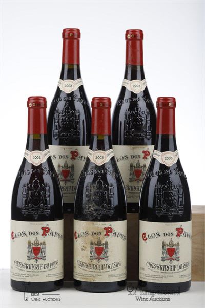 CHATEAUNEUF DU PAPE CLOS DES PAPES 2003 - Paul Avril - 5 Bottles