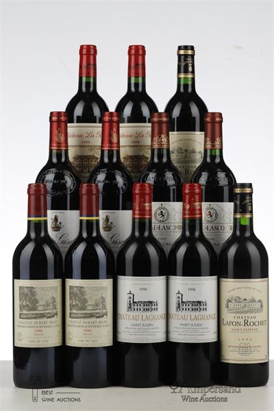 LES VINS DES GRANDS VIGNOBLES MEDOC ET POMEROL 1996 - Mc - 2 Duhart Milon Rothschild + 2 Giscours + 2 Lafon Rochet + 2 Lagrange + 2 La Pointe + 2 Lascombes - 1 Bottle