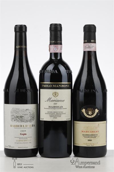 PIEMONTE RED 1*BARBERA GEPIN 1*BAROLO MERIAME 1*BARBARESCO MARCARINI MIXED - Pertinace/Manzone/Albino Rocca - 3 Bottles