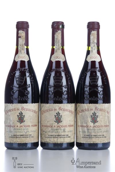 CHATEAUNEUF DU PAPE BEAUCASTEL HOMMAGE A JACQUES PERRIN 1995 - Pierre Perrin - 3 Bottles