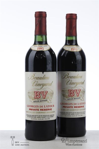 BEAULIEU VINEYARD BV GEORGES DE LATOUR PRIVATE RESERVE CABERNET SAUVIGNON 1985 - Beaulieu Vineyard - 2 Bottles