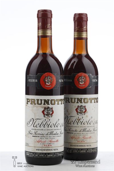 NEBBIOLO D'ALBA RISERVA BRIC ROSSINO DI MONTEU ROERO 1974 - Prunotto - 2 Bottles