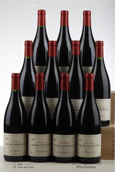 CROZES HERMITAGE LA GUIRAUDE 1*1999 + 3*2005 + 3*2006 + 2*2007 + 2*2009    - Alain Graillot - 11 Bottles