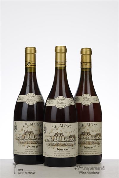 VOUVRAY LE MONT 1 ER TRIE MOELLEUX 1990 - Huet - 3 Bottles