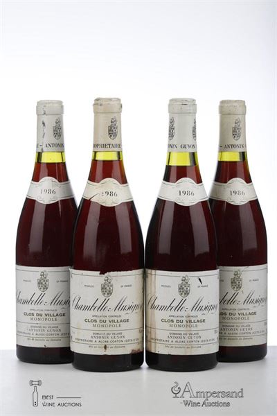 CHAMBOLLE MUSIGNY CLOS DU VILLAGE 1986 - Antonin Guyon - 4 Bottles