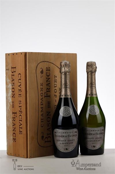 PERRIER JOUET BLASON DE FRANCE CUVEE SPECIALE 80 Ties - Perrier Jouet - 80ies - 2 Bottles - Owc 2