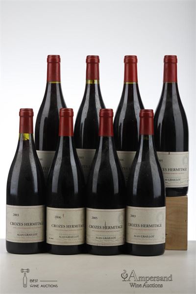 CROZES HERMITAGE 3*2003 + 3*2005 + 2*2006   - Alain Graillot - 8 Bottles