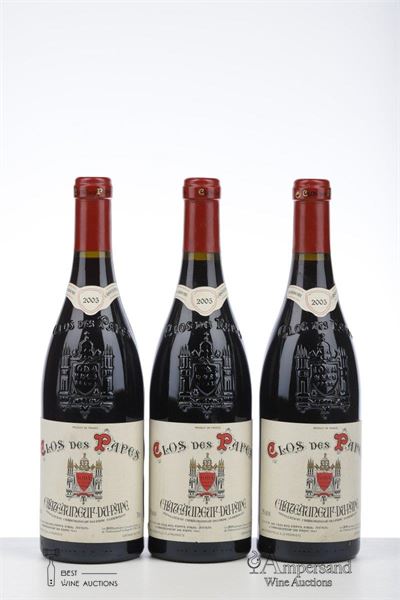 CHATEAUNEUF DU PAPE CLOS DES PAPES 2005 - Paul Avril - 3 Bottles