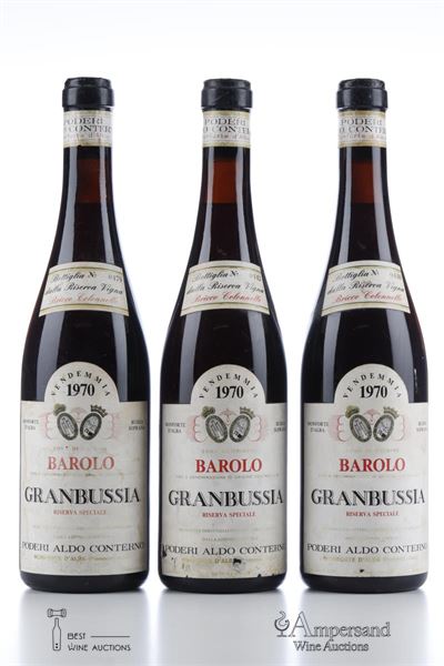 BAROLO RISERVA SPECIALE GRANBUSSIA VIGNA COLONNELLO 1970 - Aldo Conterno - 3 Bottles