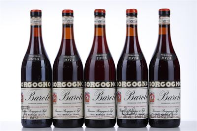 BAROLO RISERVA 1974 - Giacomo Borgogno - 5 Bottles