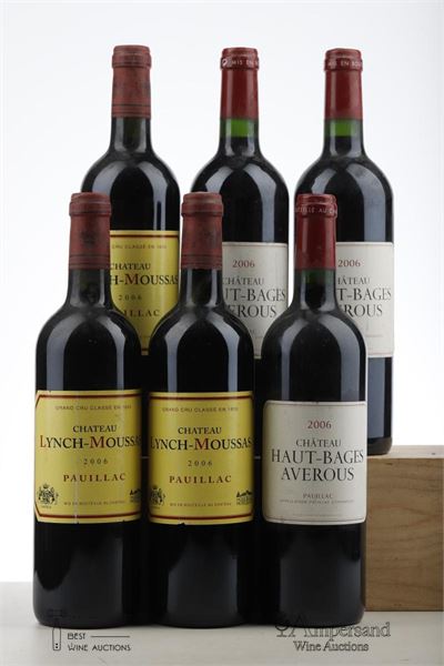 PAUILLAC HAUT BAGES AVEROUS 3*2006 + LYNCH MOUSSAS 3*2006   - Mc - 6 Bottles