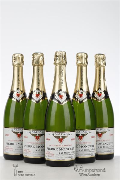 PIERRE MONCUIT CUVEE NICOLE MONCUIT GRAND CRU BRUT 1998 - Pierre Moncuit - 5 Bottles