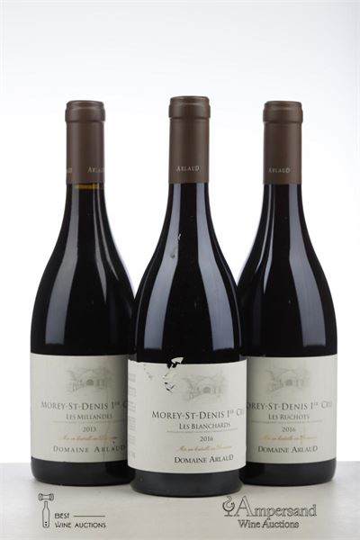 MOREY ST DENIS LES BLANCHARDS 1*2016 + LES MILLANDES 1*2013 + LES RUCHOTS 1*2016    - Arlaud - 3 Bottles