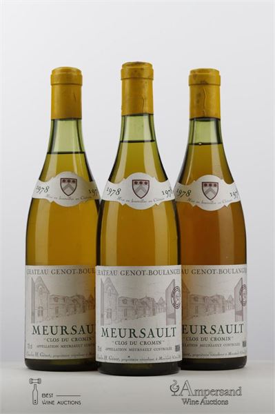 MEURSAULT CLOS DU CROMIN 1978 - Chateau Genot Boulanger - 3 Bottles