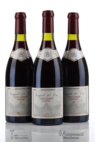 VOUGEOT CLOS DE LA PERRIERE 1995 - Domaine Bertagna - 3 Bottles