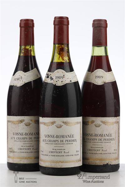 VOSNE ROMANEE AUX CHAMPS DE PERDRIX 1989 - Pascal Chevigny - 3 Bottles