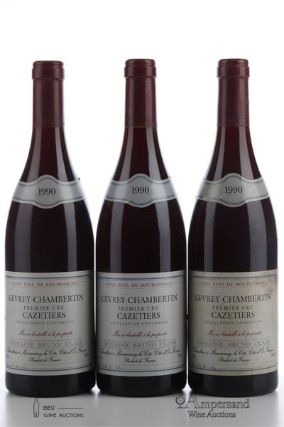 GEVREY CHAMBERTIN LES CAZETIERS 1990 - Bruno Clair - 3 Bottles