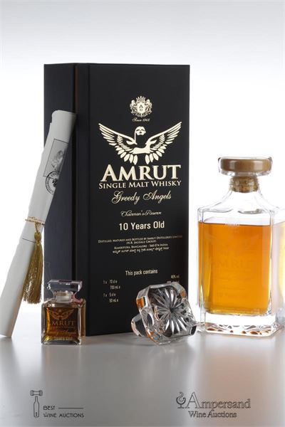 AMRUT GREEDY ANGELS CHAIRMAN'S RESERVE BOTTLED 2014  - Amrut - Alc 46% - With tasterbottle 5 Cl - Alc 71% - Bottle 233/284 - 1 Bottle - Oc 1
