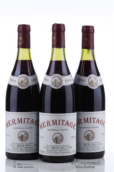 HERMITAGE ROUGE 1990 - Domaine Belle - 3 Bottles