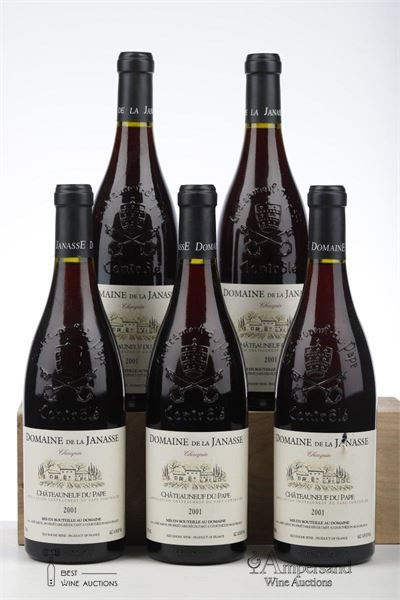 CHATEAUNEUF DU PAPE DOMAINE DE LA JANASSE CUVEE CHAUPIN 2001 - Aime Sabon - 5 Bottles