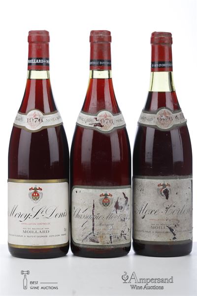 LOT RED BURGUNDY 1976 - Moillard - Morey St Denis, Aloxe Corton, Chassagne Montrachet Morgeot - 3 Bottles