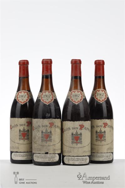 CHATEAUNEUF DU PAPE CLOS DES PAPES 1967 - Paul Avril - Mb - 4 Bottles