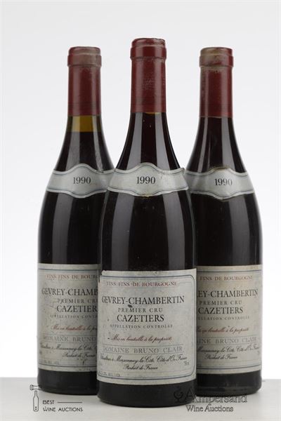 GEVREY CHAMBERTIN CAZETIERS 1990 - Bruno Clair - 3 Bottles